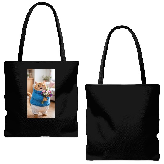 A Chubby Orange Cat With Surprised Expression Tote Bags (AOP)
