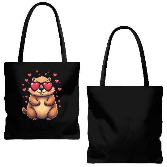 Groundhog Valentines day Animal Lovers Tote Bags (AOP)
