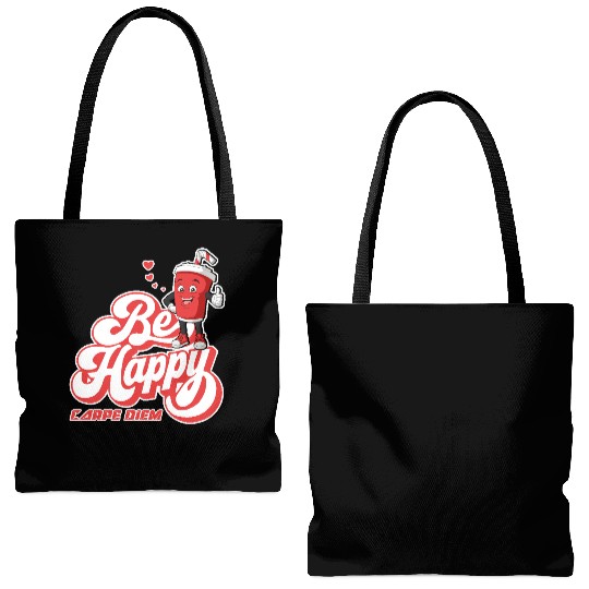 Be Happy - Carpe Diem - Seize The Day Motivational Tote Bags (AOP)