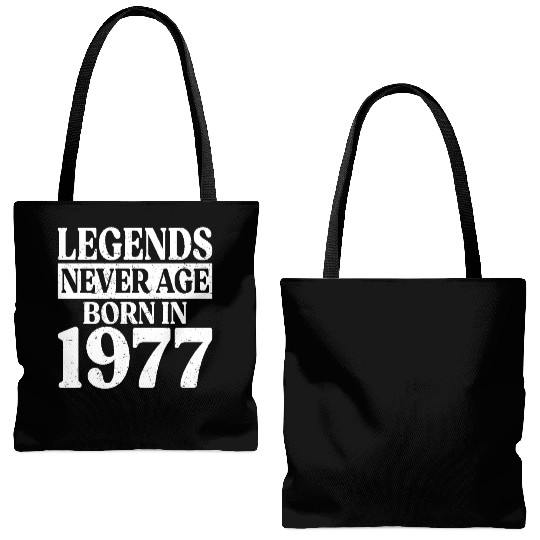 Legends Never Age Born In 1977 Birthday Tote Bags (AOP)