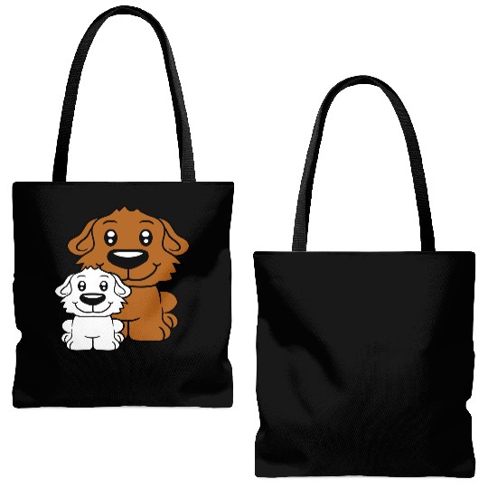 Two Dogs Family Child Mother Father Dad Mom Sweet Tote Bags (AOP)