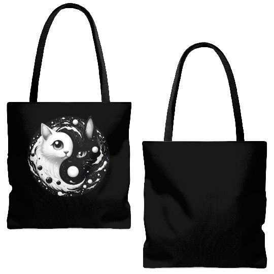 Ying and Yang Cats Asian Meditation Gift Idea Tote Bags (AOP)