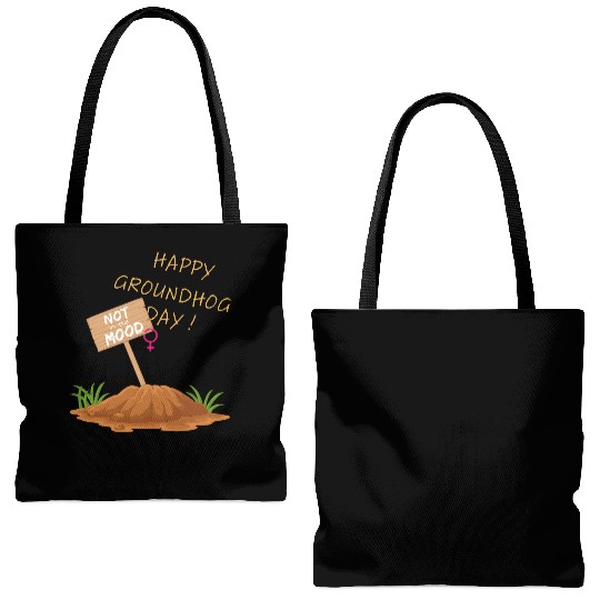 Happy Groundhog Day Not in the Mood funny graphic Tote Bags (AOP)