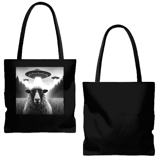 Sheep ram, lamb Funny Graphic Selfie with UFOs Wei Tote Bags (AOP)