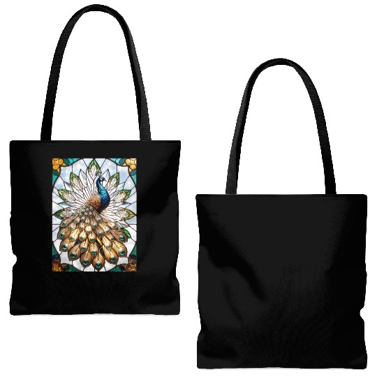 Stained Glass Peacock Tote Bags (AOP)