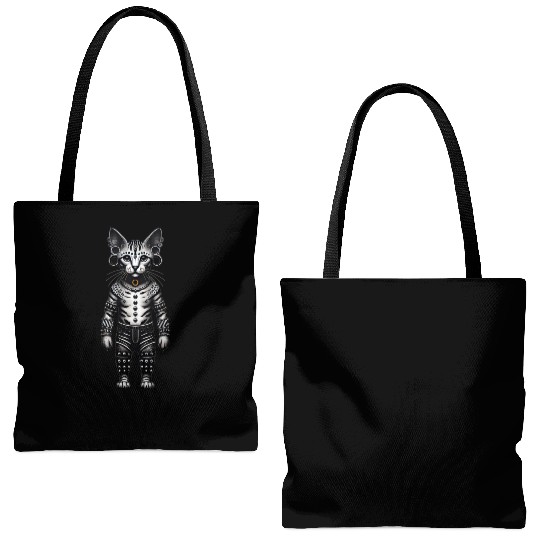 Warrior Cat with Piercings and Spacers Tote Bags (AOP)