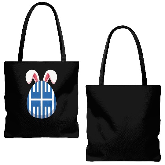Bunny Rabbit Greece Flag Greek Flag Tote Bags (AOP)