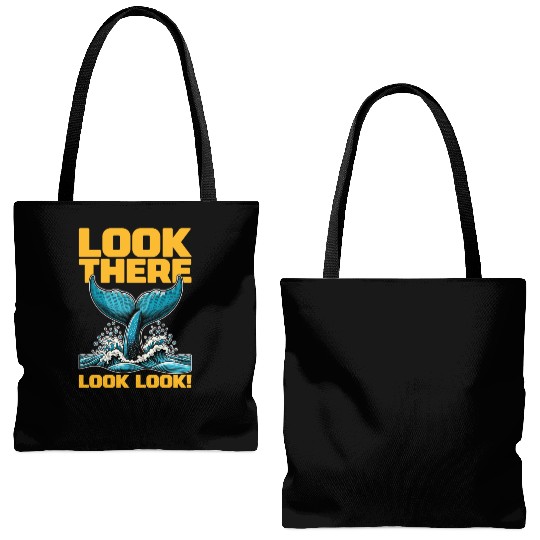 Whale Watching Look There Look Look Sea Creatures Tote Bags (AOP)