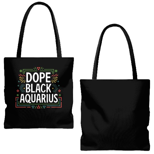 DOPE BLACK AQUARIUS Tote Bags (AOP)