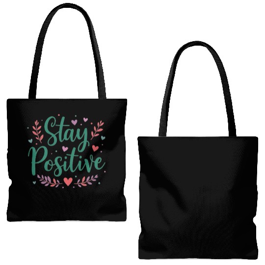 Stay Positive Handwriten Tote Bags (AOP)