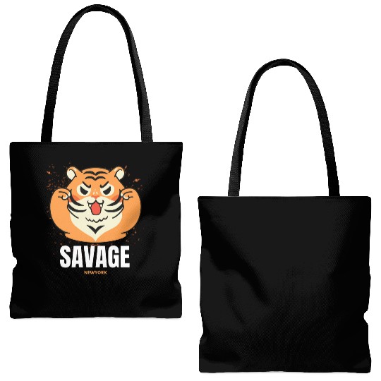 Adorable savage tiger design Tote Bags (AOP)