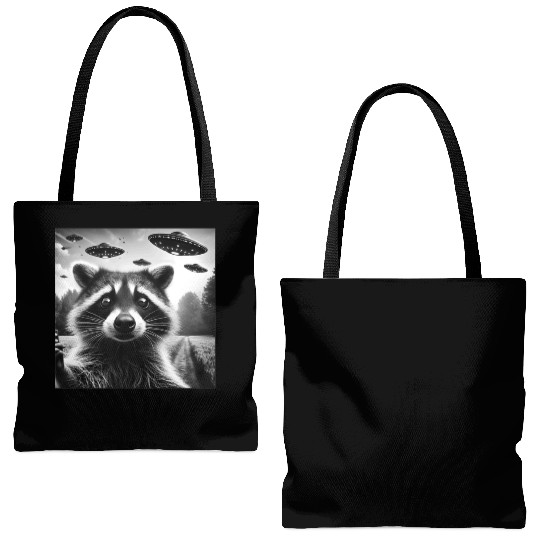 Racoon trash panda Funny Graphic Selfie UFOs Weir Tote Bags (AOP)