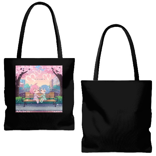 Japanese kawaii couple sunshine Tote Bags (AOP)