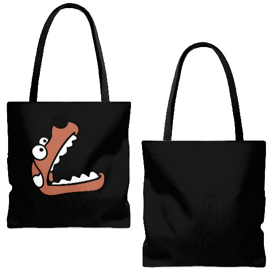 Dog Big Mouth Snout Hunger Looks Up Greedy Eating Tote Bags (AOP)