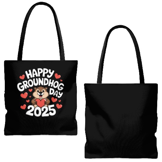 Happy Groundhog Day Tote Bags (AOP)