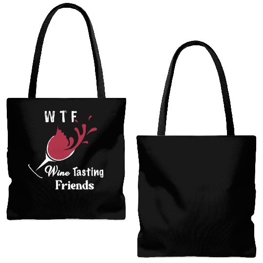 WTF Wine Tasting Friends Tote Bags (AOP) Funny Birthday Gi