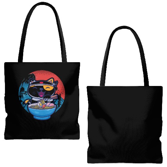 Japanese cat ramen Tote Bags (AOP)