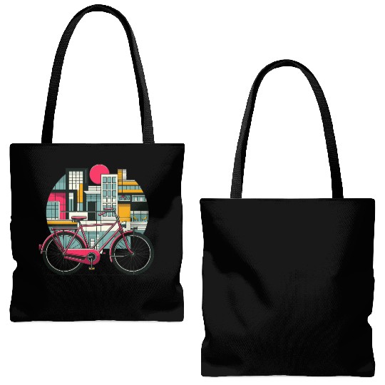 Bike Bicycle City With Bauhaus Architecture Art Tote Bags (AOP)