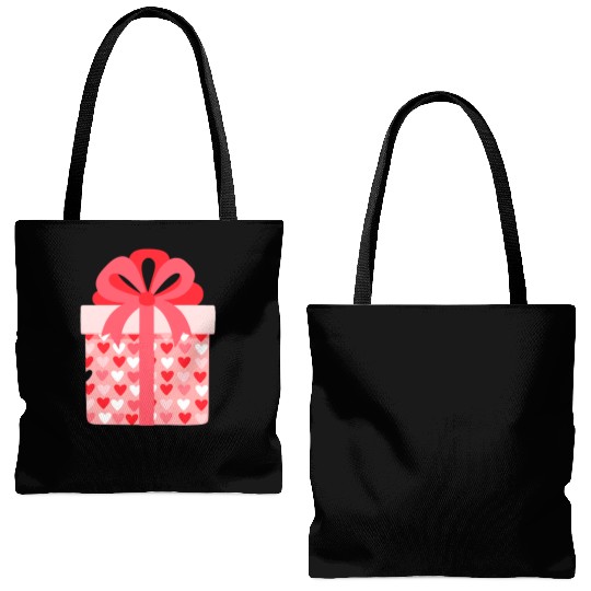 Hearts Gift Box Pattern Design Tote Bags (AOP)