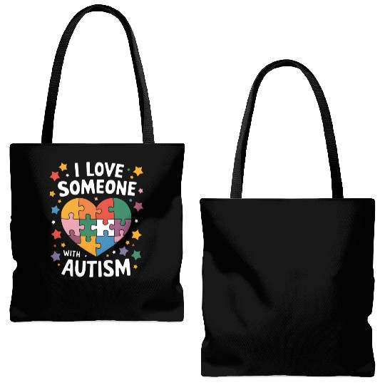 I Love Someone With Autism Autistic Awareness Tote Bags (AOP)