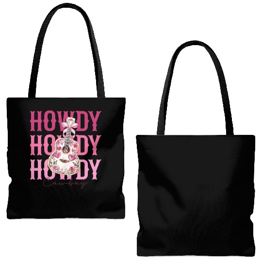 Howdy Howdy Cowboy Pink Guitar Tote Bags (AOP)
