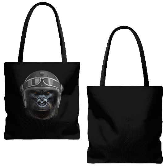 Biker Gorilla Motorcycle Silver Back Monkey Tote Bags (AOP)