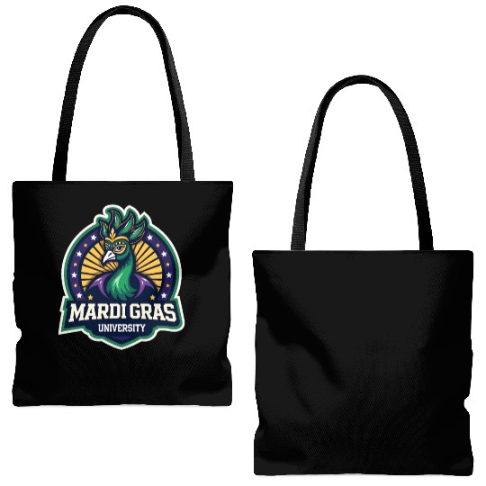 Mardi Gras University Peacock Women's Mardi Gras Tote Bags (AOP)