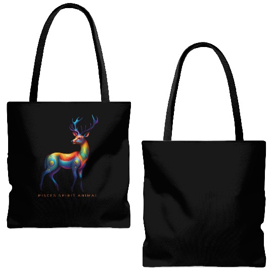 Pisces Spirit Animal Deer Alebrije Tote Bags (AOP)