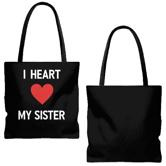 I Love My Sister Family Love Heart Gift Tote Bags (AOP)