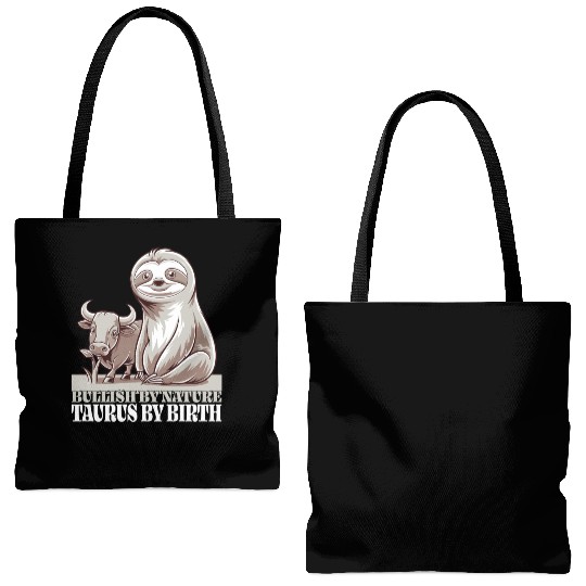 Bullish By Nature Taurus Zodiac Sloth Tote Bags (AOP)