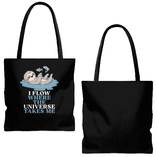 Pisces Zodiac Sloth I Flow Where The Universe Tote Bags (AOP)