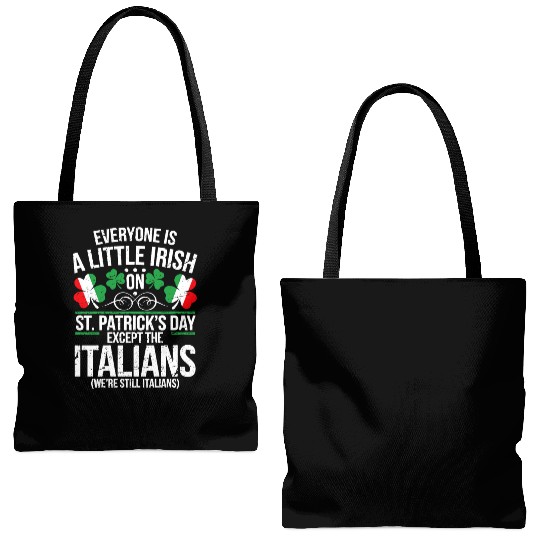Italian St Patrick Day Funny Irish Shamrock Tote Bags (AOP)