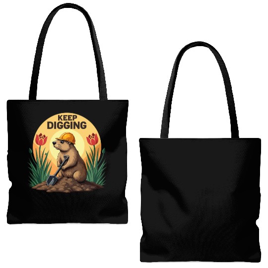 Industrious Groundhog Gardener Tote Bags (AOP)