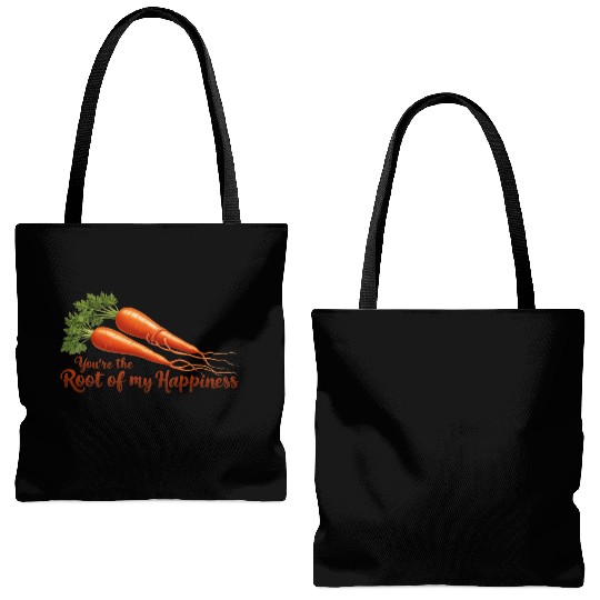 Root of My Happiness – Cute Carrot Pun Tote Bags (AOP)