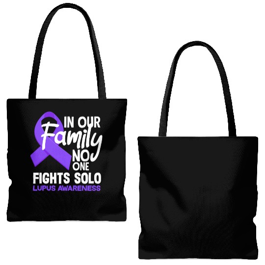 In Our Family No One Fights Solo Lupus Awareness Tote Bags (AOP)