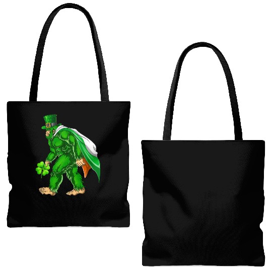 Vintage St Patricks Day Bigfoot Sasquatch Irish Tote Bags (AOP)
