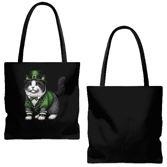 Lucky Cat in Green - St. Patrick’s Day Tote Bags (AOP)