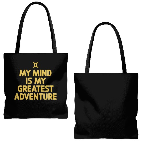 Gemini Zodiac My Mind Is My Greatest Adventure Tote Bags (AOP)