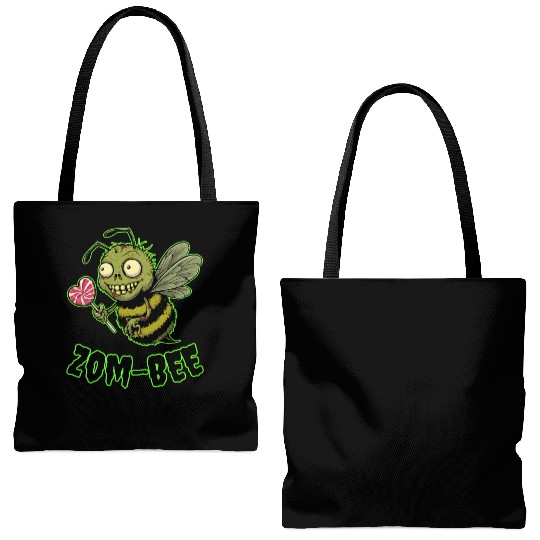 Zom-BEE Funny Punny Zombie Bee Tote Bags (AOP)
