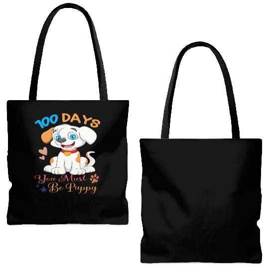 100 Days Of School You Must Be Puppy Dog 100 Day Tote Bags (AOP)