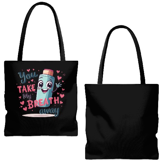 You Take My Breath Away Cute Inhaler Funny Cartoon Tote Bags (AOP)