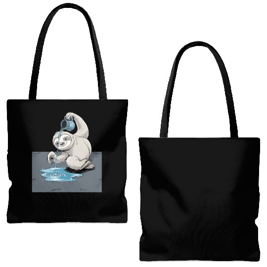 Aquarius Zodiac Sloth Pouring Water with Charm Tote Bags (AOP)