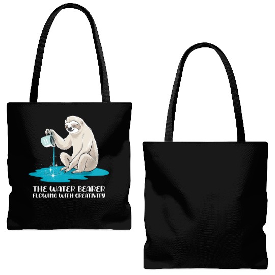 Aquarius Zodiac Sloth: The Water Bearer Flowing Tote Bags (AOP)