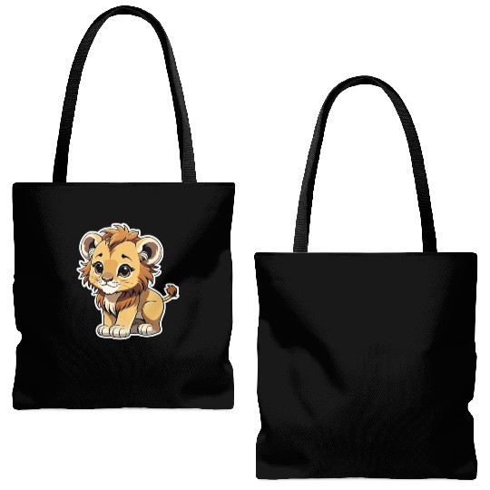 Lion Chibi-Style Sticker Tote Bags (AOP)