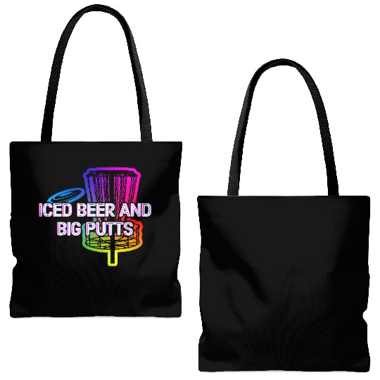 Iced Beer and Big Putts Disc Golf Beer Lover Tote Bags (AOP)