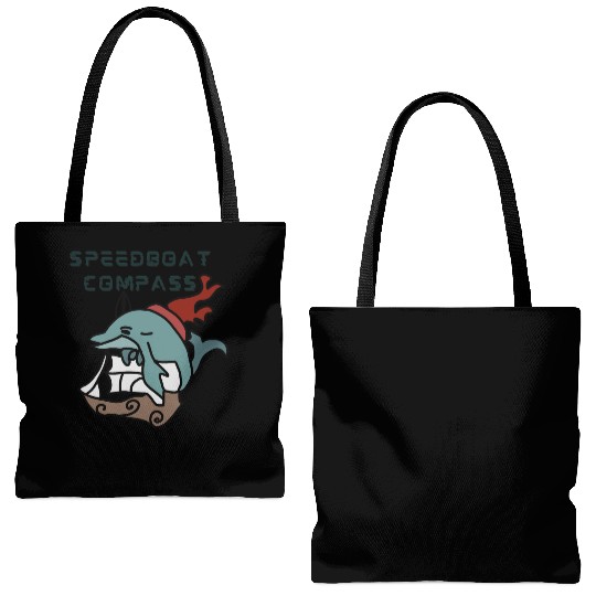Minimalist Dolphin sailing fast and fun Tote Bags (AOP)