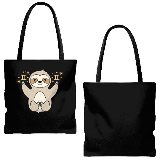 Gemini Zodiac Sloth Embracing Duality Magic Tote Bags (AOP)