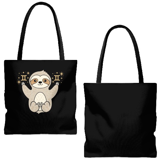 Gemini Zodiac Sloth Embracing Duality Magic Tote Bags (AOP)