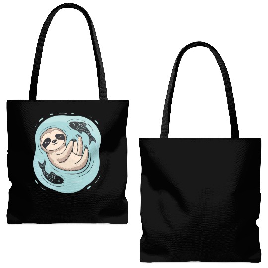 Pisces Zodiac Sloth Relaxing with Fish Dreams Tote Bags (AOP)