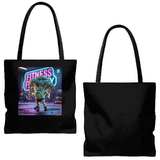 Cartoon Broccoli Gym Tote Bags (AOP)